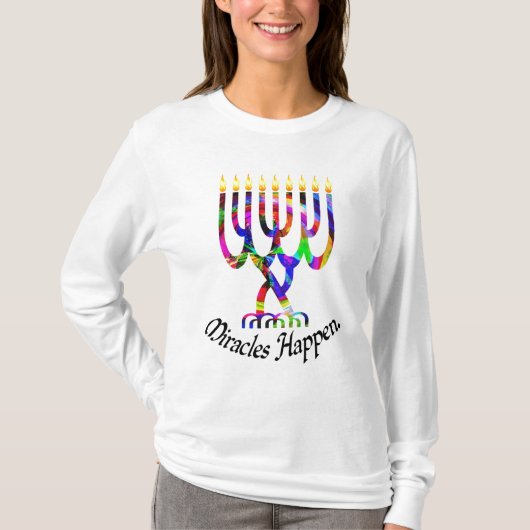 Miracles Happen Menorah Shirt (Voorkant)