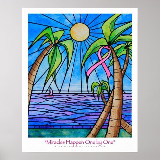 "Miracles Happen One by One" Pink Ribbon Ekleberry Poster (Voorkant)