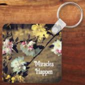 Miracles Happen Spring Blossom Inspirerend Sleutelhanger (Achterkant)