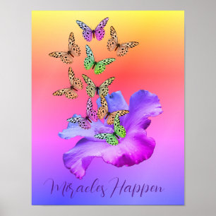 Miracles Hibiscus Butterflies Inspirerend Poster