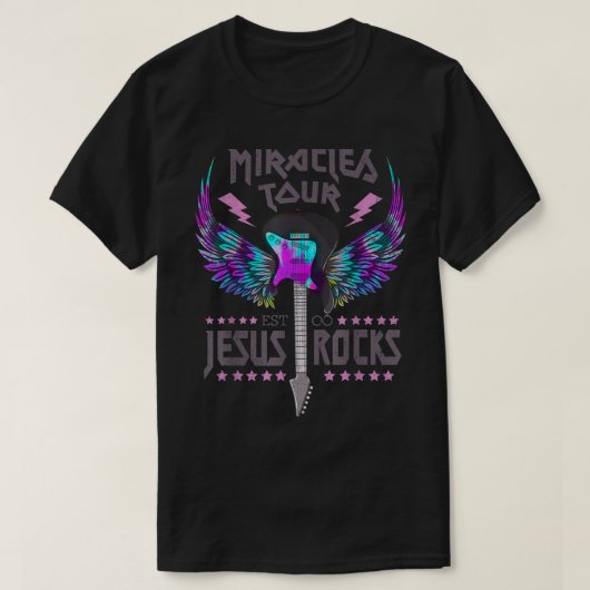 Miracles Tour Est Jesus Rock Christelijk Rock Roll T-shirt (Design voorkant)