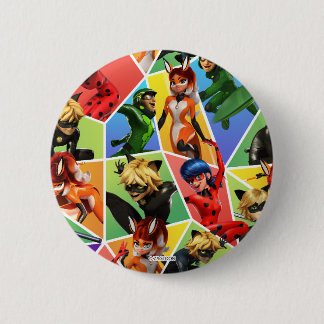 Miraculeus kleurrijk karakterpatroon ronde button 5,7 cm