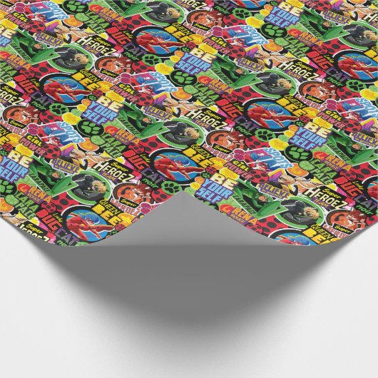 Miraculeus superheld karakters patroon cadeaupapier (Hoek)