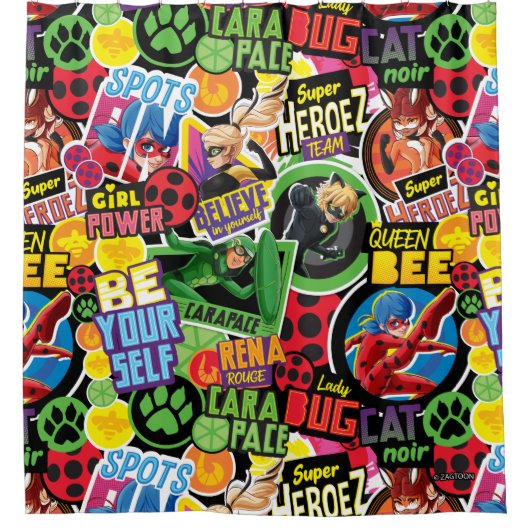 Miraculeus superheld karakters patroon douchegordijn (Voorkant)