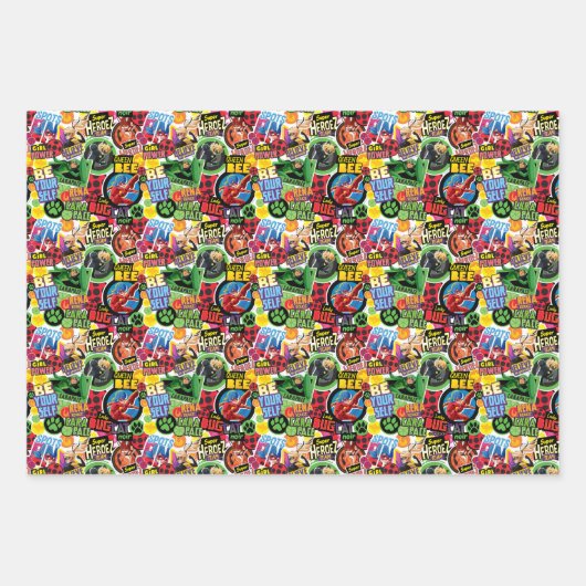 Miraculeus superheld karakters patroon inpakpapier vel (Voorkant 3)