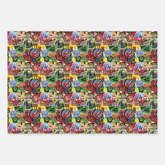 Miraculeus superheld karakters patroon inpakpapier vel (Voorkant)