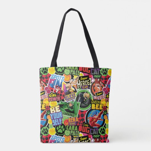 Miraculeus superheld karakters patroon tote bag (Achterkant)