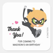 Miraculous Cat Noir Verjaardag Bedankt Vierkante Sticker (Voorkant)
