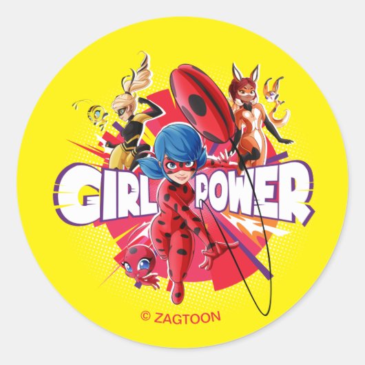 Miraculous Girl Power Ronde Sticker (Voorkant)