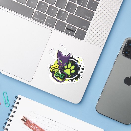 Miraculous Kwami Plagg Sticker (Laptop met iPhone)