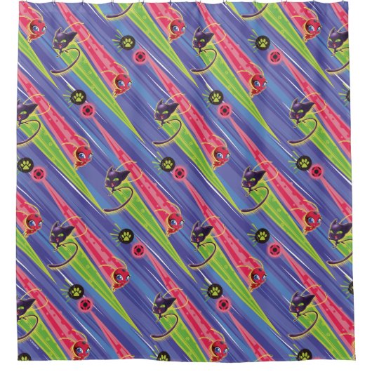 Miraculous Kwamis Tikki & Plagg Pattern Douchegordijn (Voorkant)
