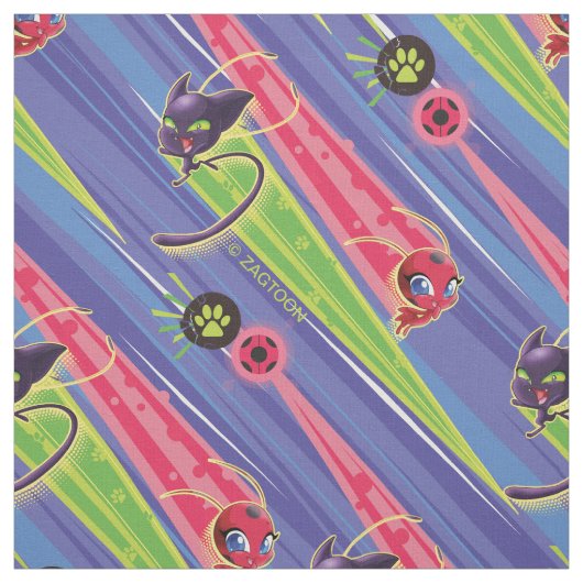 Miraculous Kwamis Tikki & Plagg Pattern Stof (Swatch)