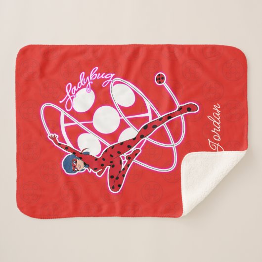 Miraculous Ladybug Badge Sherpa Deken (Voorkant (horizontaal))