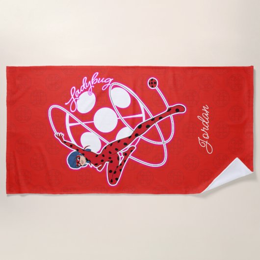 Miraculous Ladybug Badge Strandlaken (Voorkant)