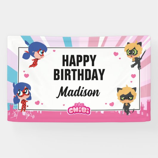 Miraculous Ladybug Birthday Spandoek (Horizontaal)