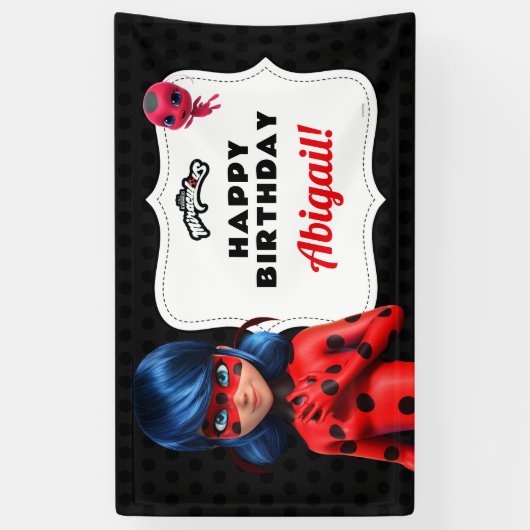 Miraculous Ladybug Birthday Spandoek (Verticaal)