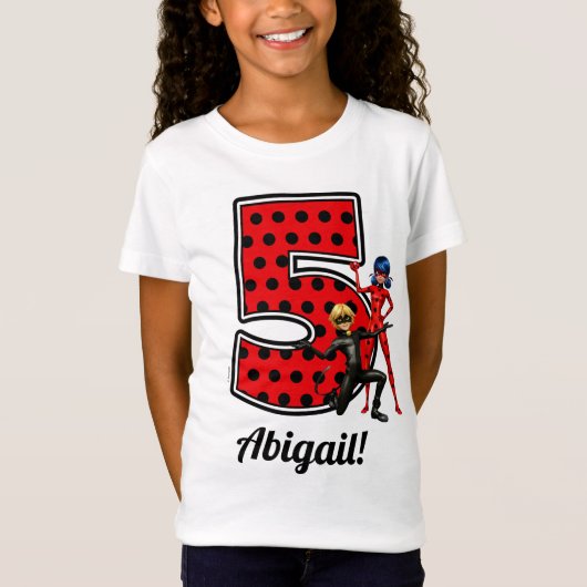 Miraculous Ladybug & Cat Noir 5th Birthday T-shirt (Voorkant)