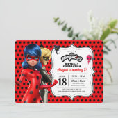 Miraculous Ladybug & Cat Noir Birthday Kaart (Staand voorkant)