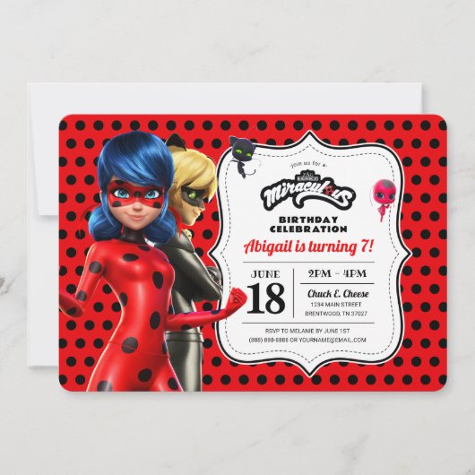 Miraculous Ladybug & Cat Noir Birthday Kaart (Voorkant)