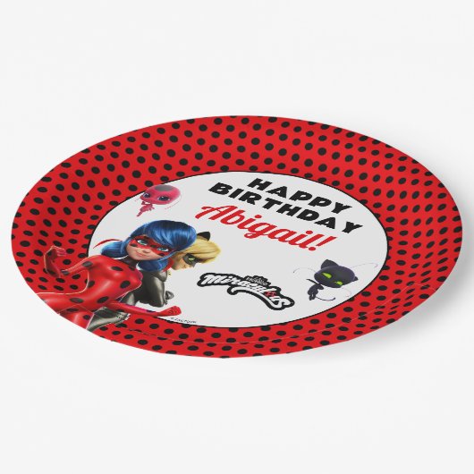 Miraculous Ladybug & Cat Noir Birthday Papieren Bordje (Gekanteld)