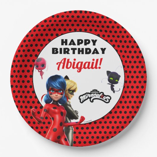 Miraculous Ladybug & Cat Noir Birthday Papieren Bordje (Voorkant)