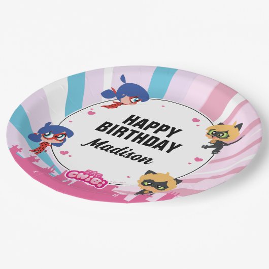 Miraculous Ladybug & Cat Noir Birthday Papieren Bordje (Gekanteld)