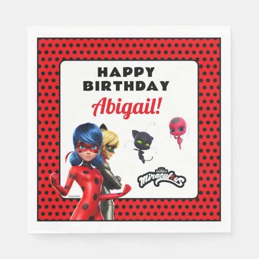Miraculous Ladybug & Cat Noir Birthday Servet (Voorkant)