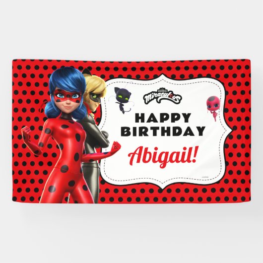Miraculous Ladybug & Cat Noir Birthday Spandoek (Horizontaal)