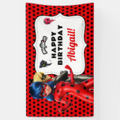 Miraculous Ladybug & Cat Noir Birthday Spandoek (Verticaal)