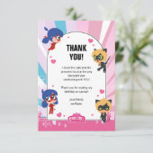 Miraculous Ladybug & Cat Noir Chibi Verjaardag Bedankkaart (Staand voorkant)