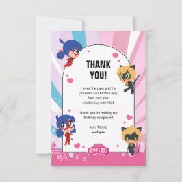 Miraculous Ladybug & Cat Noir Chibi Verjaardag Bedankkaart