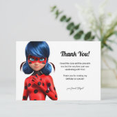 Miraculous Ladybug Meisje Verjaardag Bedankkaart (Staand voorkant)
