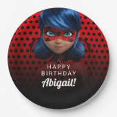 Miraculous Ladybug Meisje Verjaardag Papieren Bordje (Voorkant)