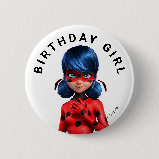 Miraculous Ladybug Meisje Verjaardag Ronde Button 5,7 Cm (Voorkant)