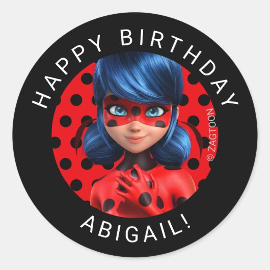 Miraculous Ladybug Meisje Verjaardag Ronde Sticker (Voorkant)