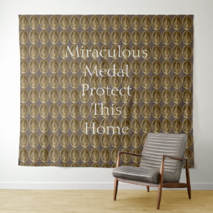 Miraculous Medal beschermt dit huis Wandkleed