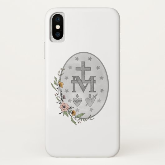 Miraculous Medal Floral Case-Mate iPhone Case (Achterkant)