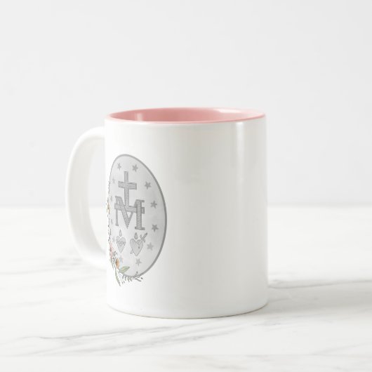 Miraculous Medal Floral Mok (Voorkant links)