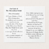 MIRACULOUS MEDAL Prayer Card Kaart (Binnenkant ongevouwen)