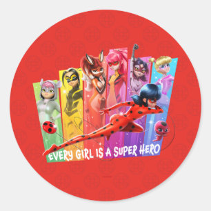 Miraculous Meisjes   Elk meisje is een Super Hero Ronde Sticker