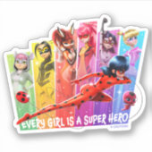Miraculous Meisjes | Elk meisje is een Super Hero Sticker (Voorkant)