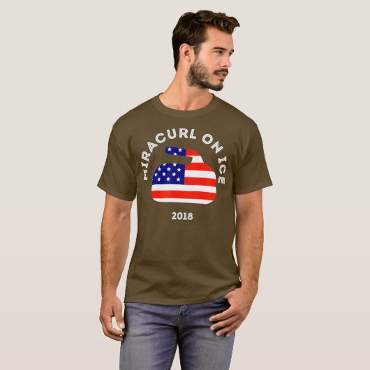 Miracurl op Ice 2018 Amerikaanse vlag Curling Ston T-shirt (Voorkant volledig)