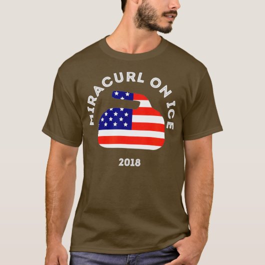 Miracurl op Ice 2018 Amerikaanse vlag Curling Ston T-shirt (Voorkant)
