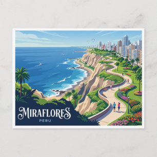 Miraflores Kliffen en Malecón Lima Peru Briefkaart