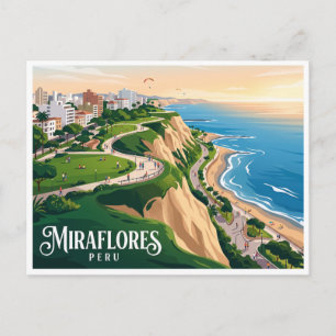 Miraflores Kliffen Lima Peru Briefkaart
