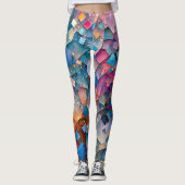 "Mirage Cascade" Kleurrijke Abstracte Kunst Leggings (Voorkant)