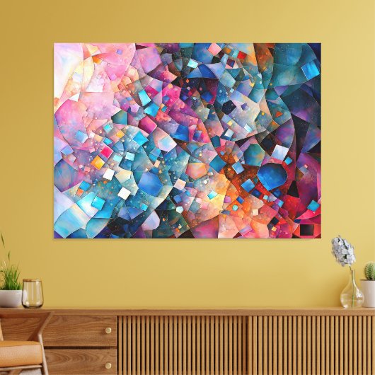 "Mirage Cascade" Kleurrijke Abstracte kunstlandsch Canvas Afdruk (Insitu (Woonkamer))