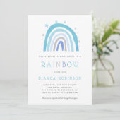 Mirakel Baby Blue Rainbow Boy Shower  Kaart (Staand voorkant)