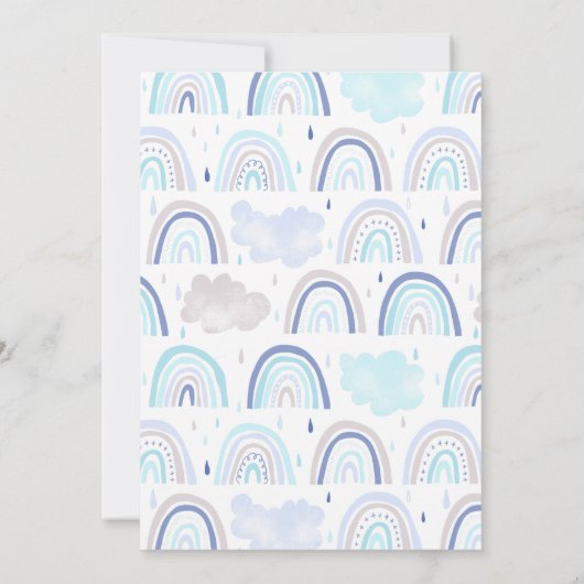 Mirakel Baby Blue Rainbow Boy Shower  Kaart (Achterkant)