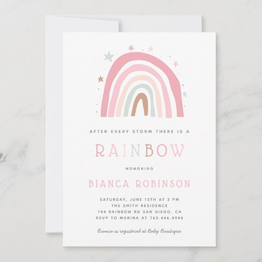 Mirakel Baby Pastel Rainbow Shower-uitnodiging Kaart (Voorkant)